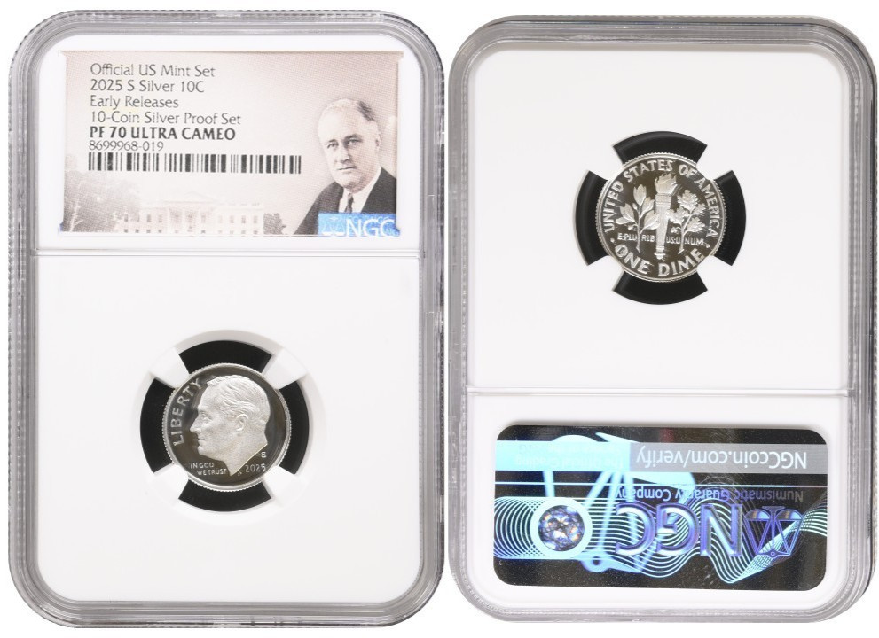 2025 S Silver Roosevelt Dime 10C From 10 Coin Silver NGC PF 70 UC Early Releases