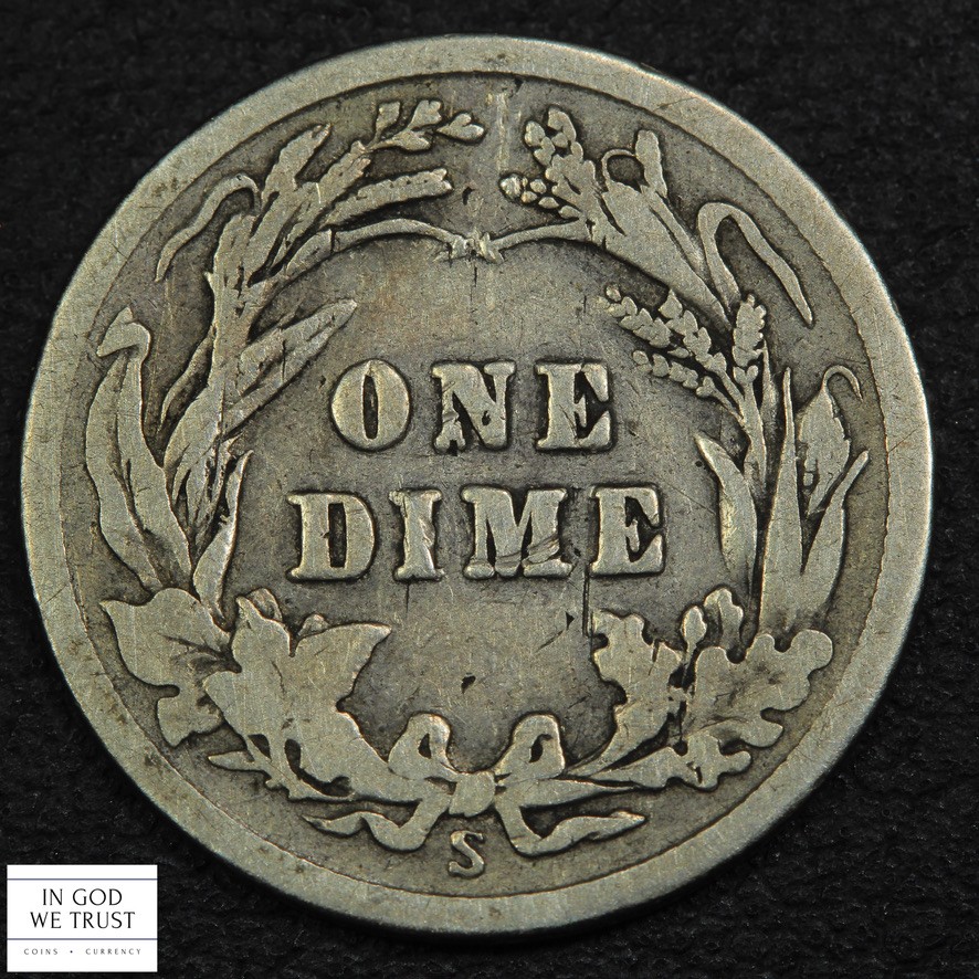 1913 S Barber Silver Dime 10C