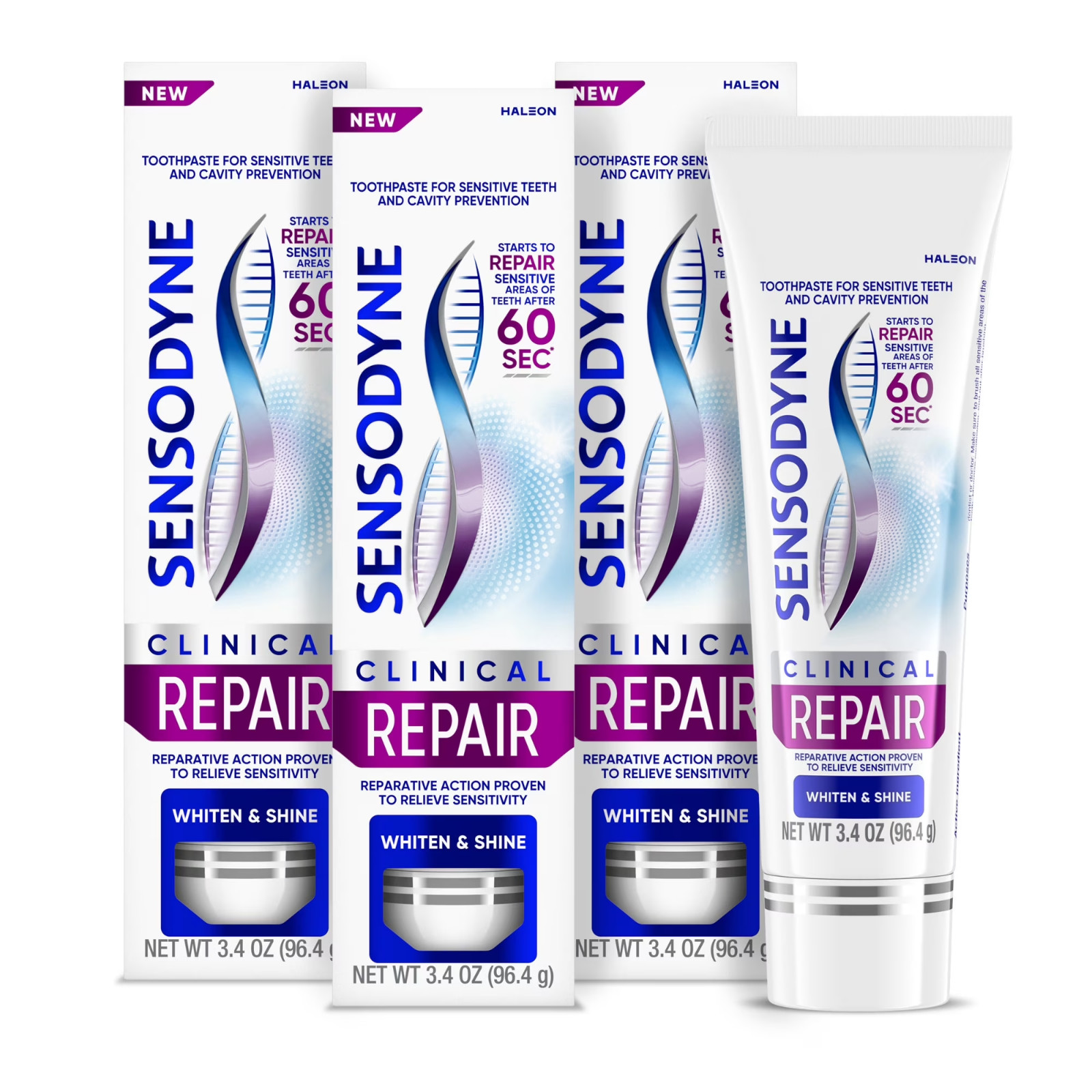 Sensodyne Clinical Repair Whiten & Shine Toothpaste for Sensitivity Relief, 3P