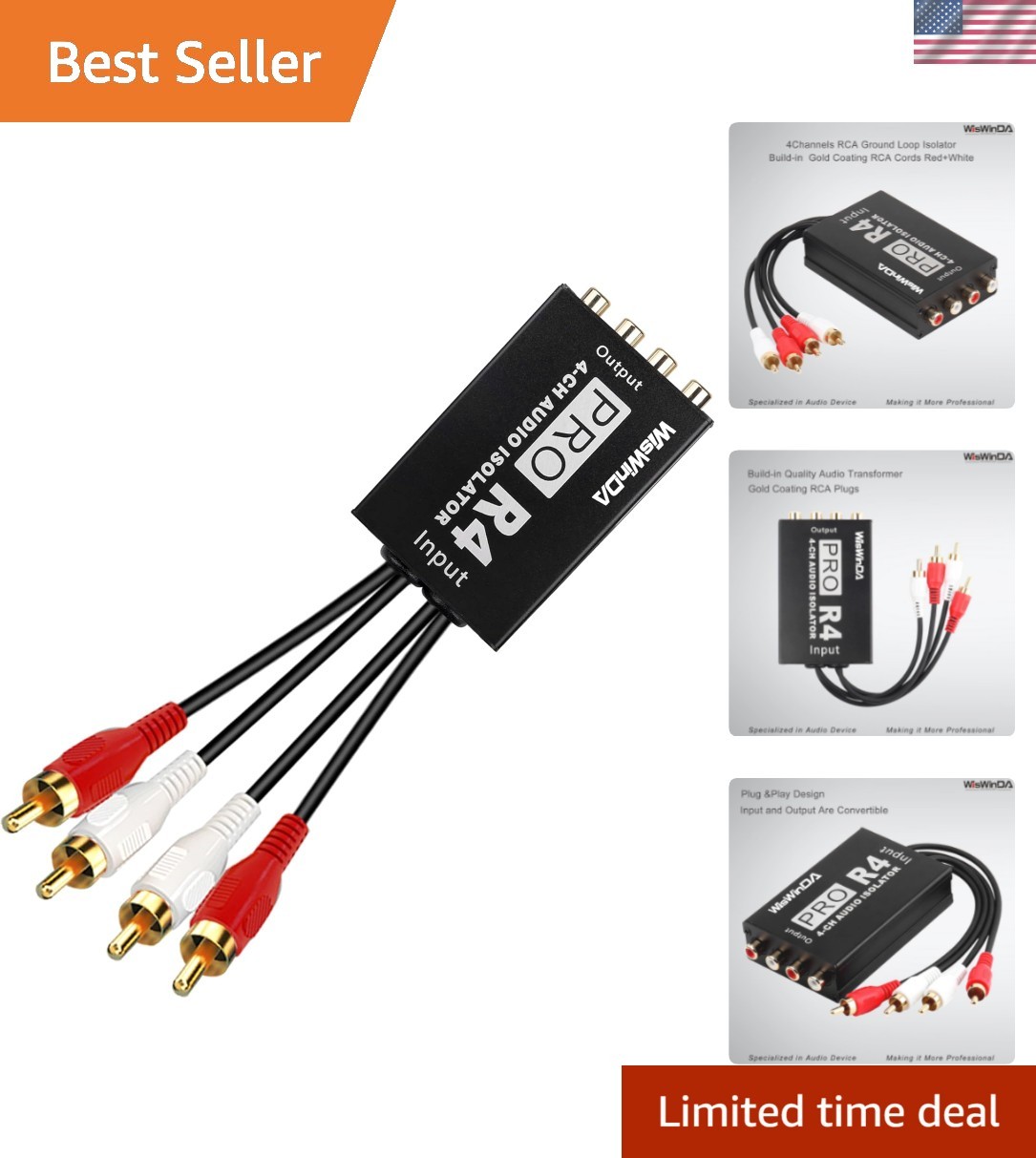 Durable RCA Ground Loop Isolator - HiFi Performance for Home Theater & Car Audio