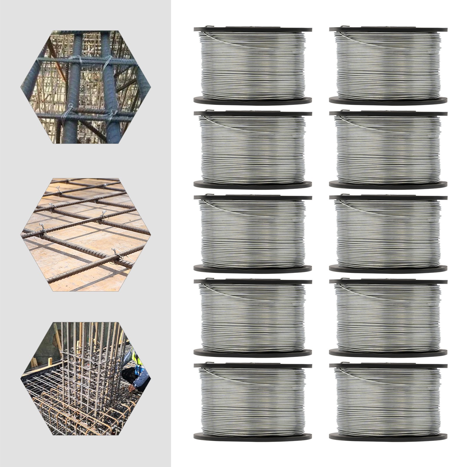 10 Rolls Iron Wires Universal Tie Wire For Rebar Bundling Machine 110m/360.89ft