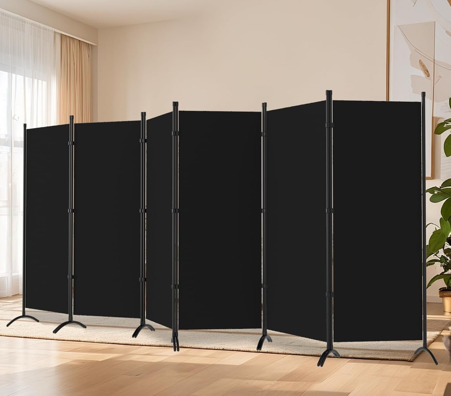 Room Divider-Folding Privacy Screens, 6 ft 6 Panel Wall Separation Blinds Partit