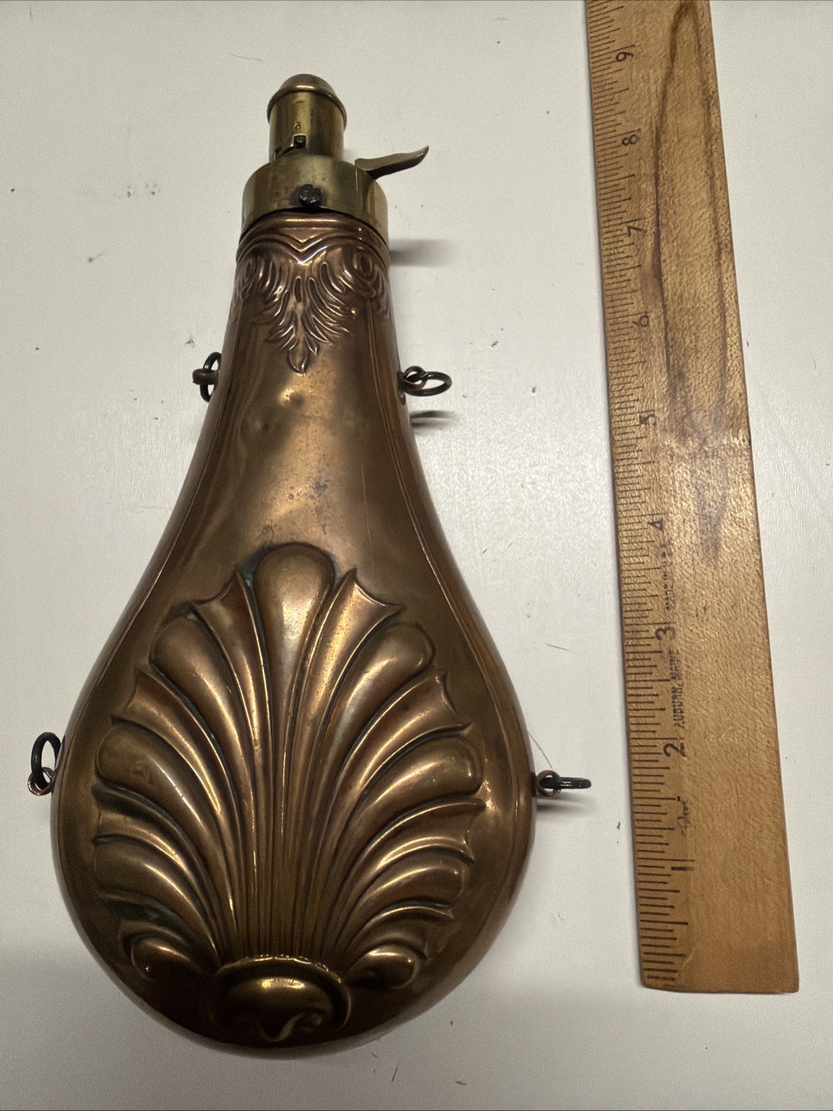 Antique Vintage Gun Powder Flask AM Flask & Cap Co  Civil War Era??