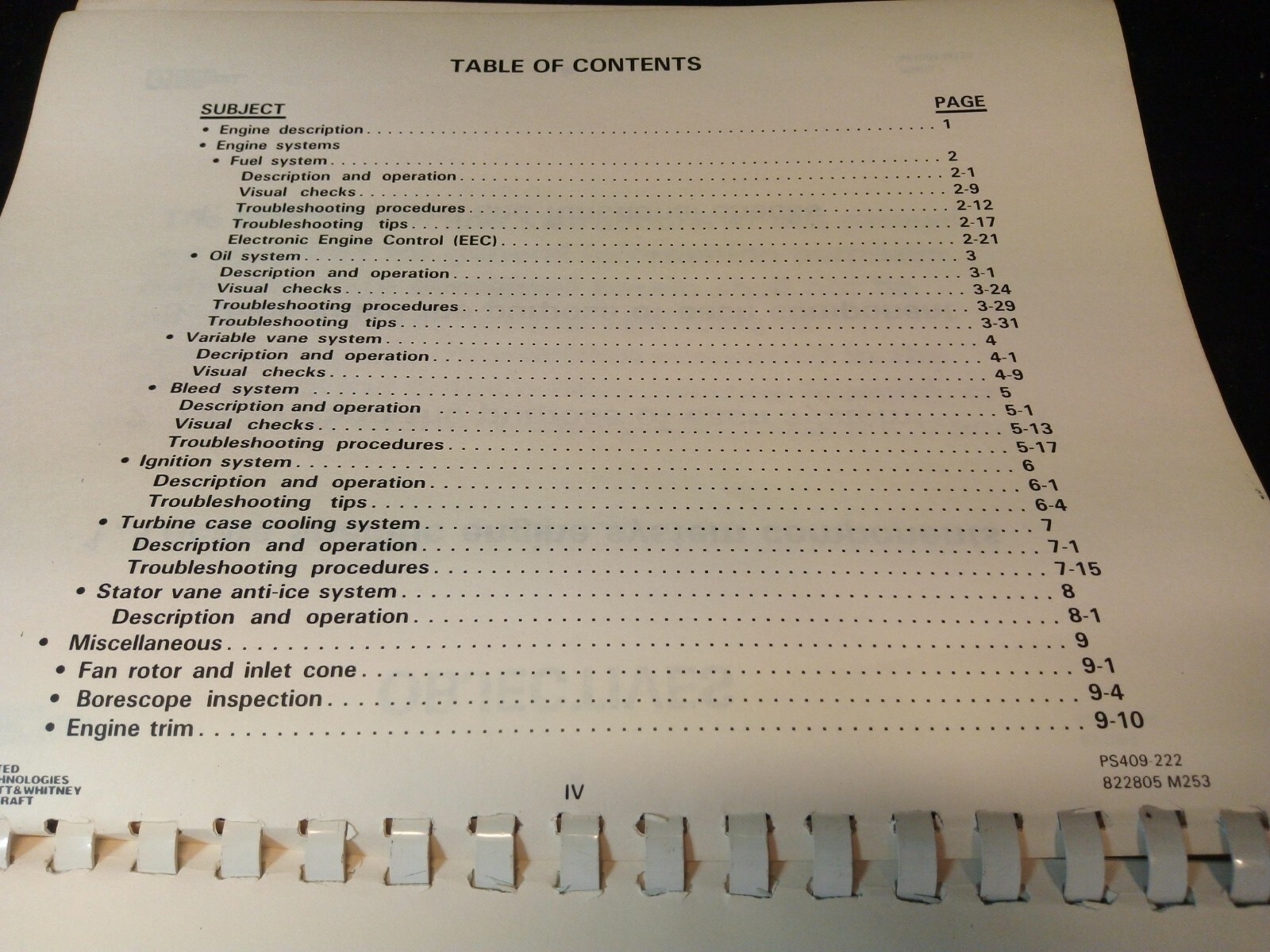 JT9D-7R4 Pratt & Whitney Training Engine Manual Line Maintenance Workshop