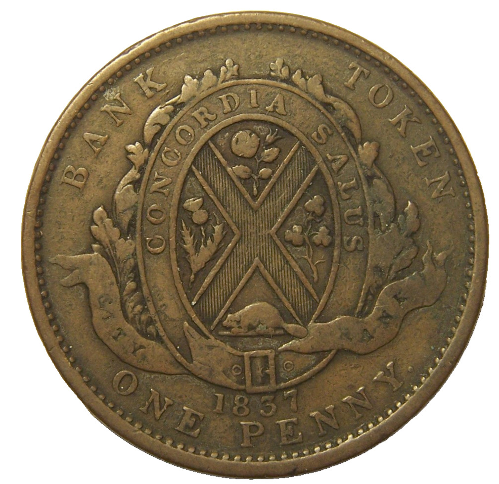 1837 Canada One Cent Bank Token