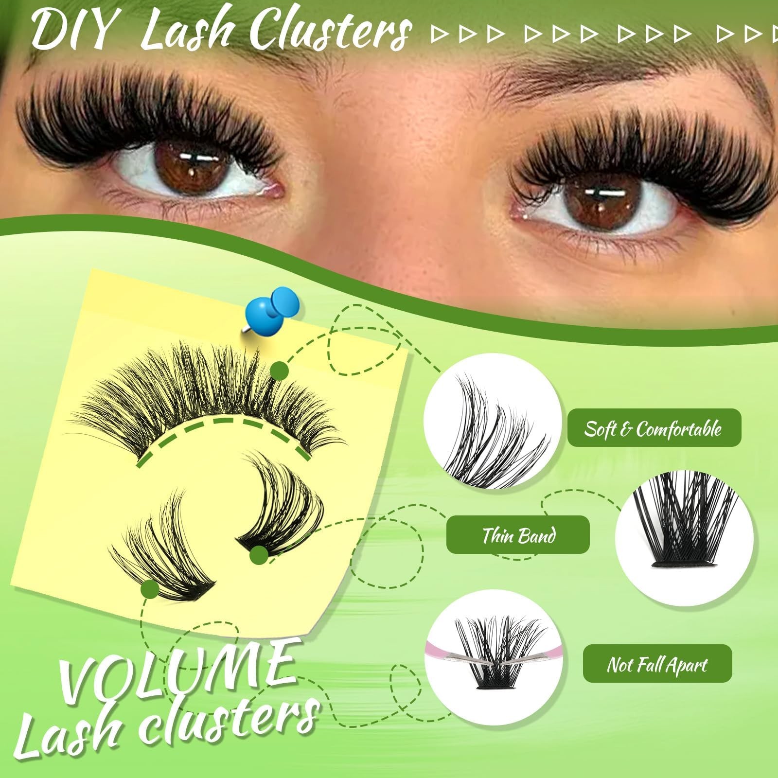 Fluffy Lash Clusters Kit 60D Eyelash 3D 240 count (Pack of 1), Black