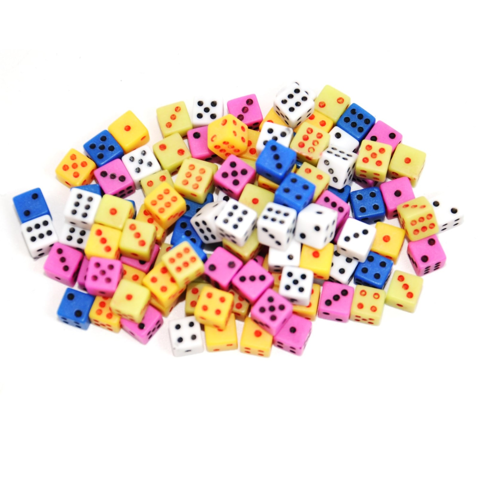 100 Assorted 1/5" 5mm D6 Mini Dice Game Dot Square Dice Set