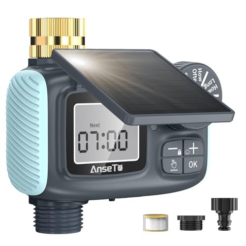 Solar Sprinkler Timer, Solar & Type-C Rechargeable Water Timer for Garden