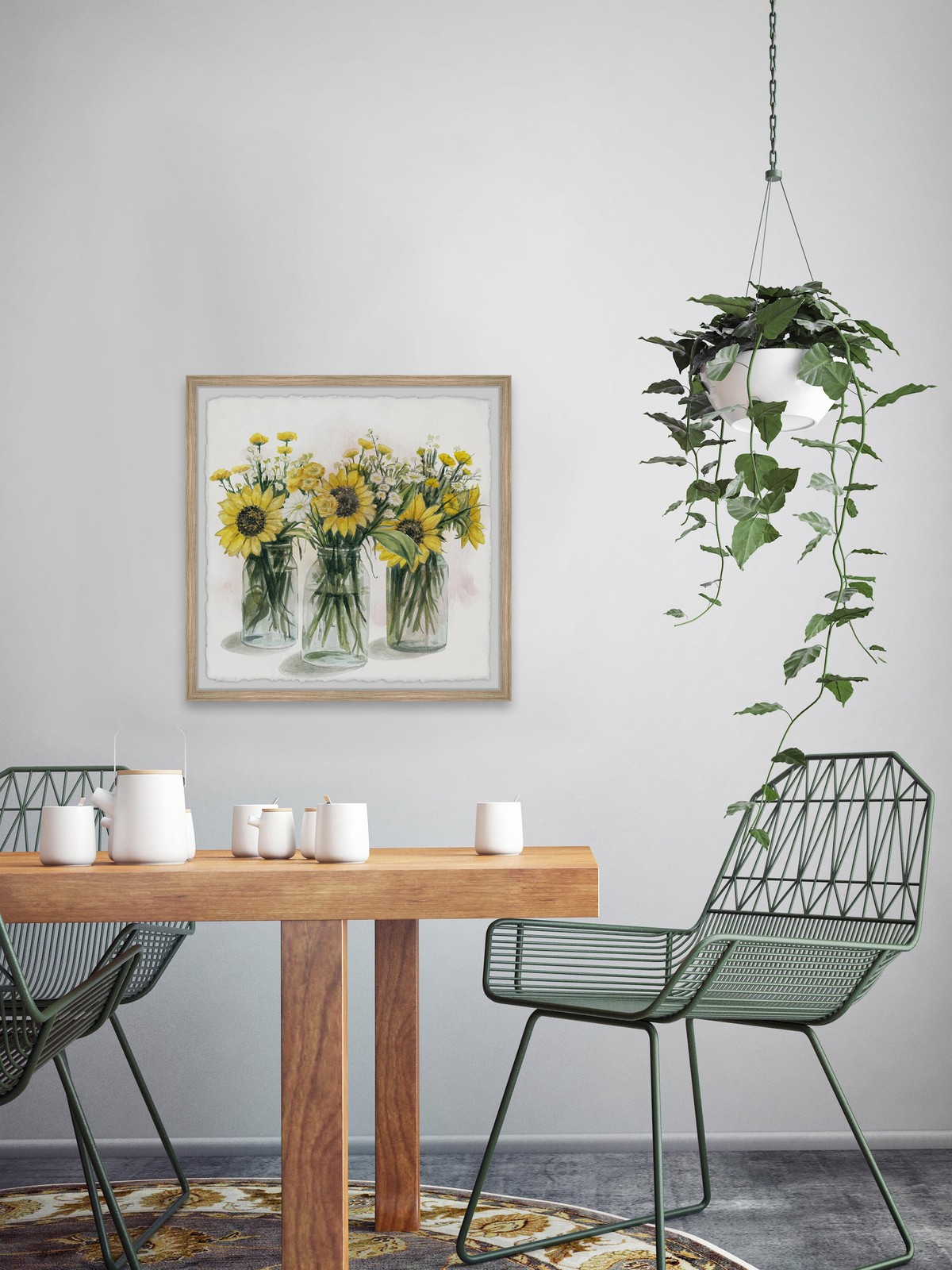 Marmont Hill Sunflowers in Glass Jars II Framed Painting Print 18" x 18"
