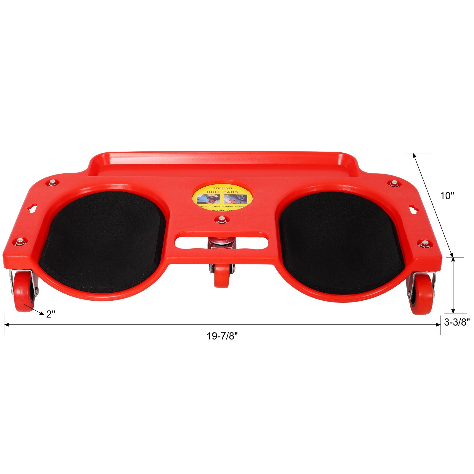 Knee Creeper with Tool Tray 360 Casters Durable Garage Workshop Red