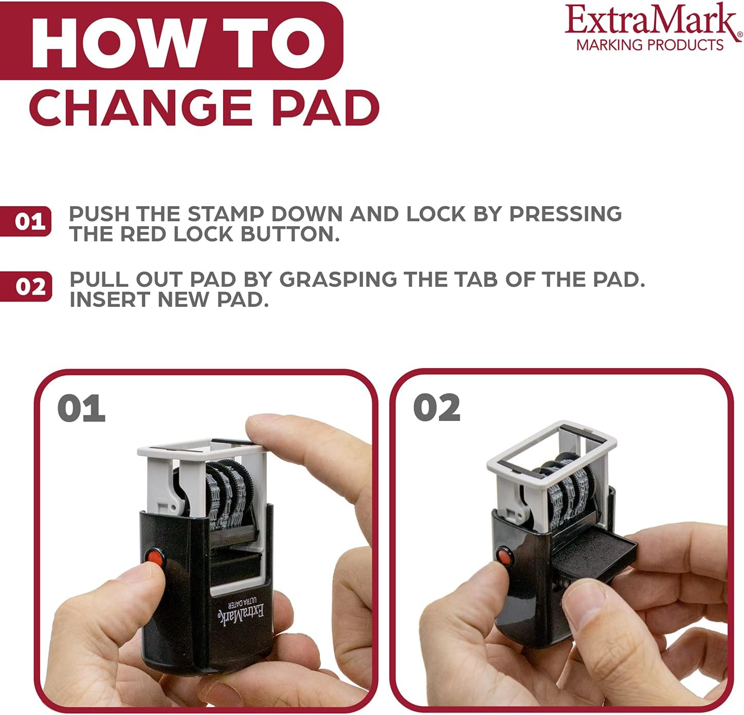 Extramark Super Dater Ink Stamp - Self-Inking Rubber Date Stamper - for Document
