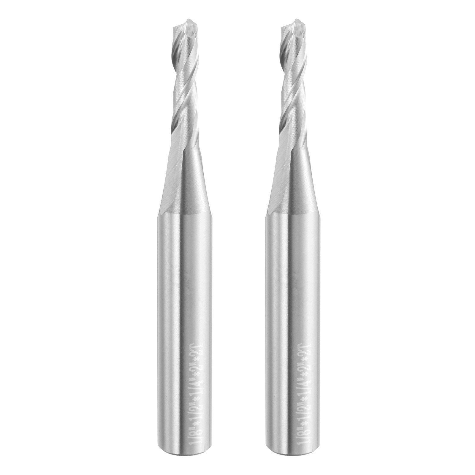 2pcs Spiral Router Bit 1/4"x1/8"x1/2"x2" 2 Flutes 30 Degree Helix HRC44-46