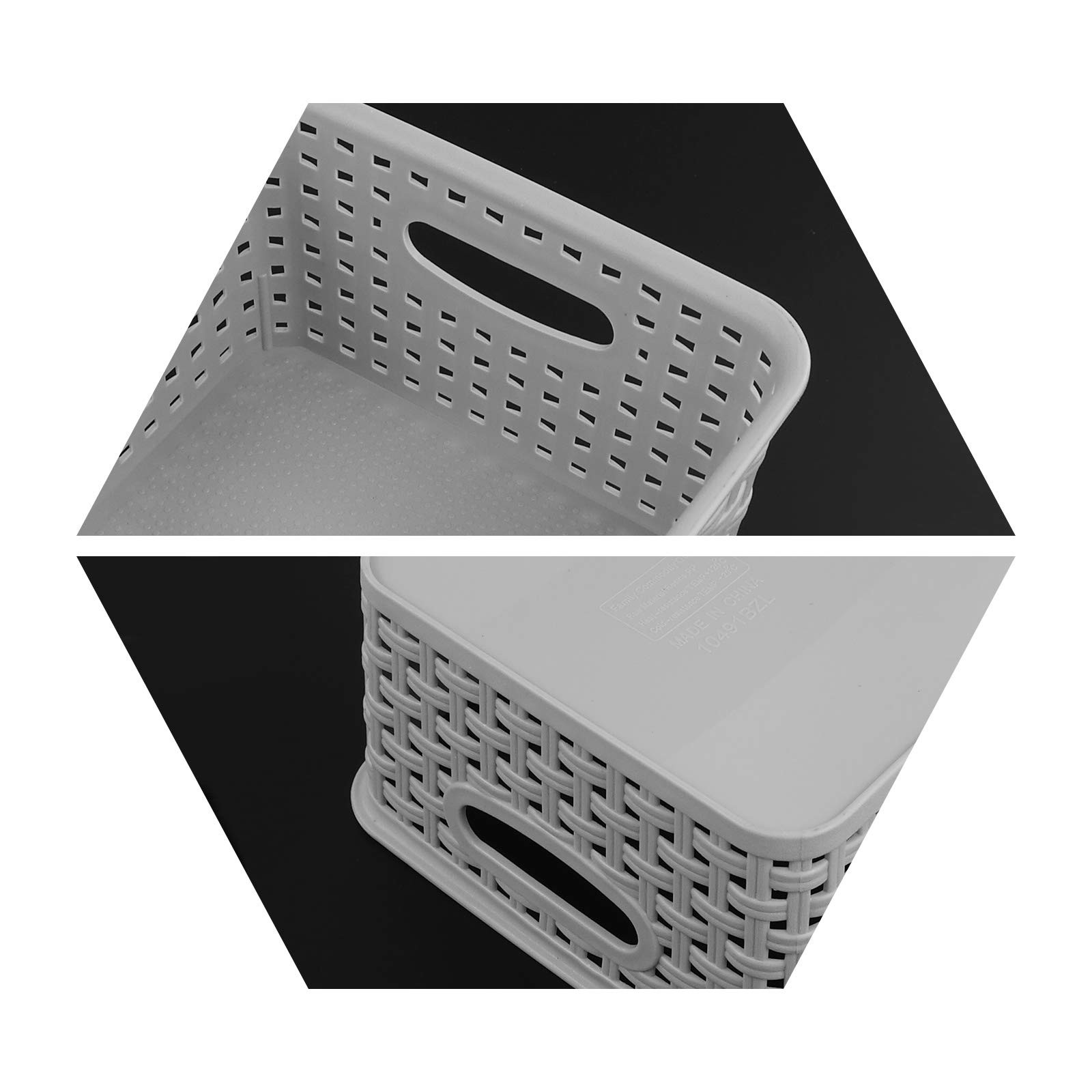 Zerdyne 6-Pack Plastic Weave Storage Basket, Basket Sets, Light Gray