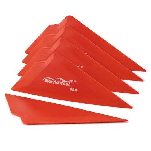 5-Pack Window Tint Tools Triangle Squeegee, 80A Hardness Multi-Edge Red