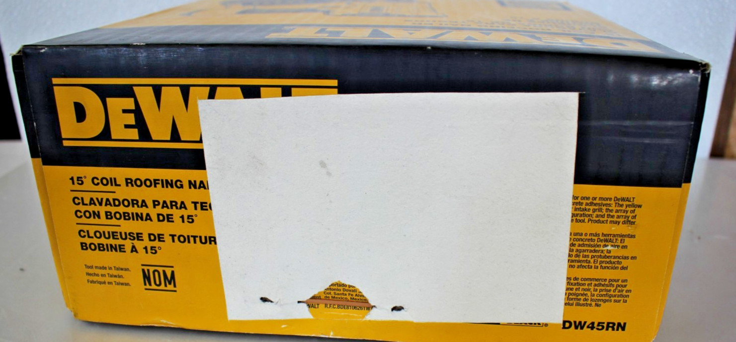 DEWALT DW45RN 15 Degree Coil Roofing Nailer - TOOL ONLY