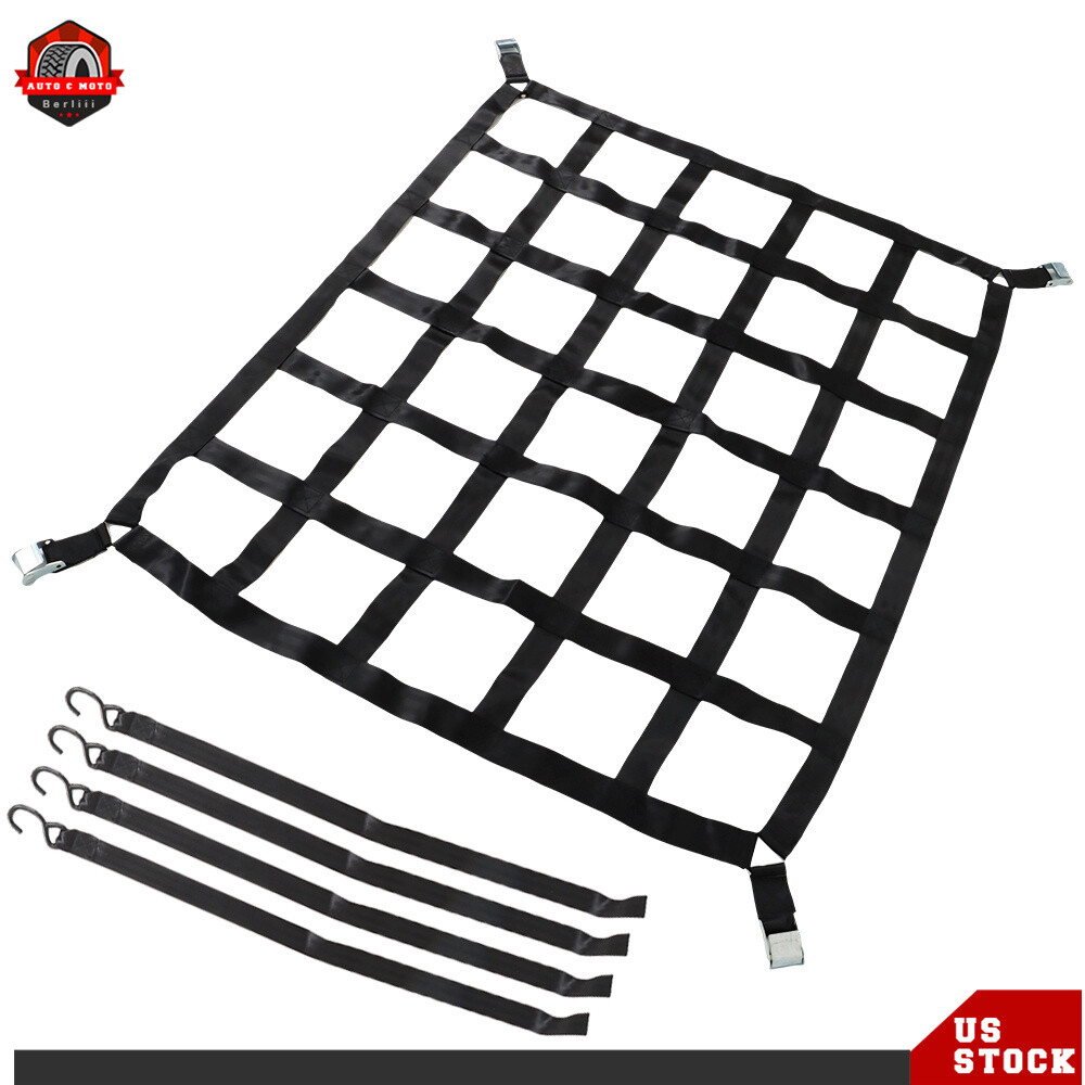 Heavy Duty Truck Bed Rugged Cargo Net With Cam Buckles S-Hook  42" x 50" 1100lbs