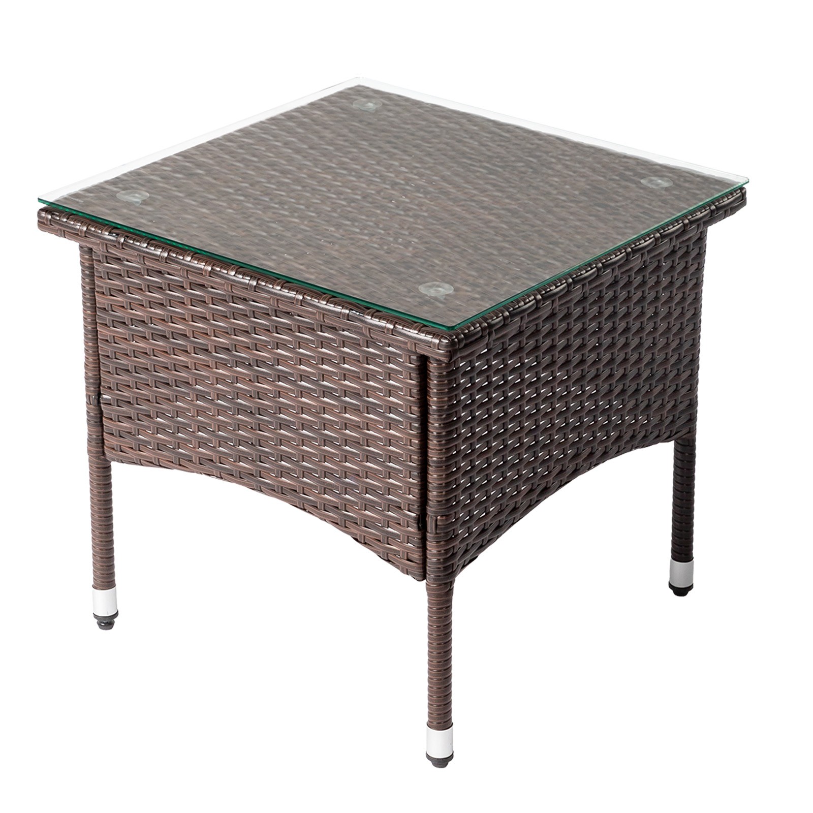 20" Patio Side Table, Outdoor Patio Wicker Square End Table, Coffee Table, Brown