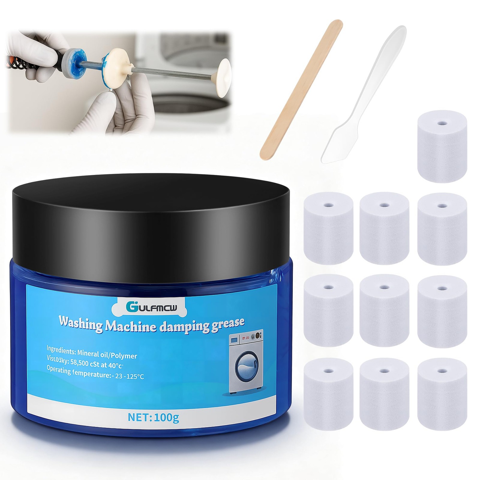 Gulfmew 3.5 oz (100g) Washing Machine Damping Grease with 10 Foam