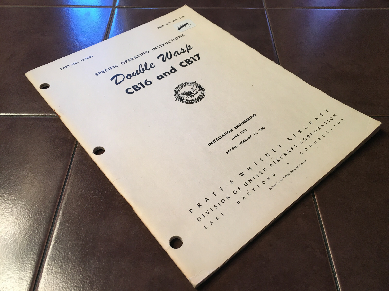 Double Wasp R-2800 CB16 & CB17 Engines Specific Operation Instructions