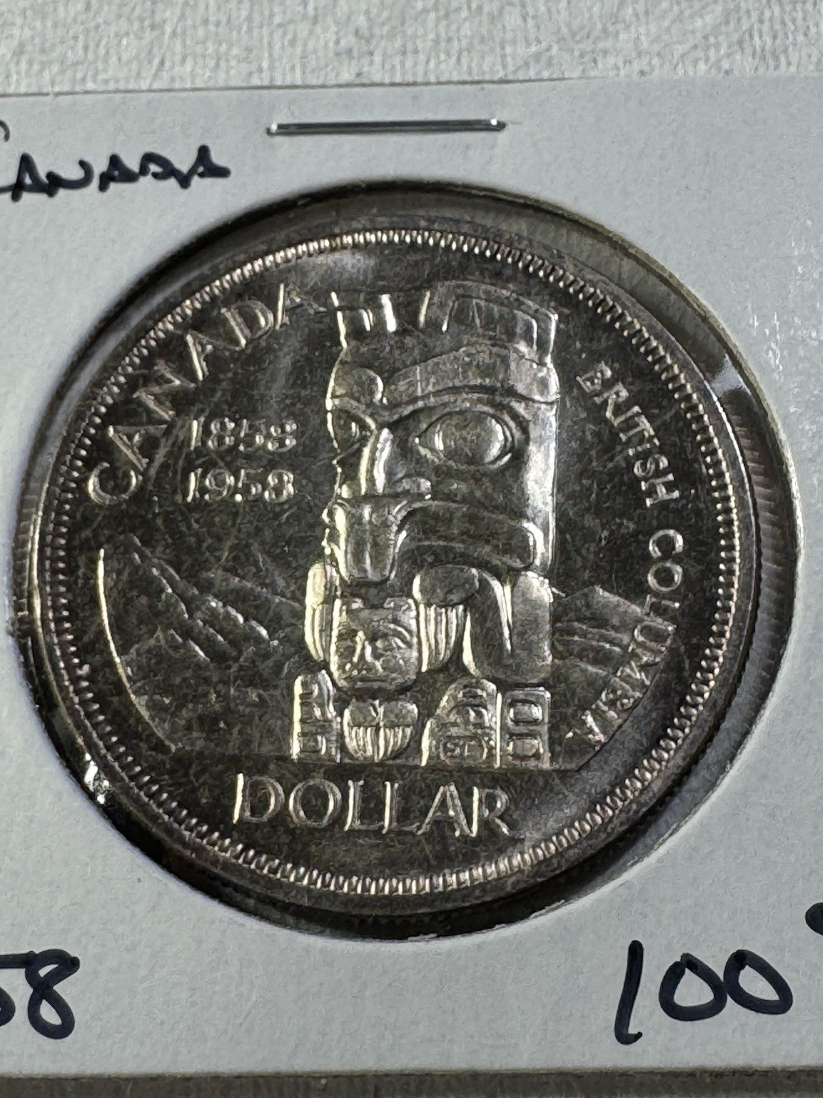 1958 Canada 1 Dollar Large Silver Coin British Columbia Commemorative