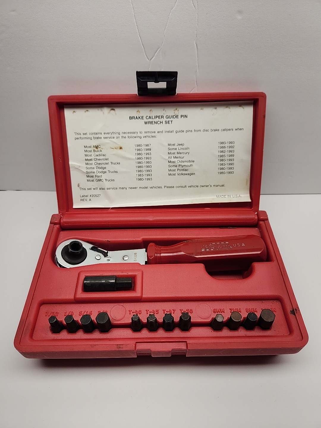 MAC TOOLS BRAKE CALIPER Guide Pin BIT WRENCH SET BT5458 USA Kastar