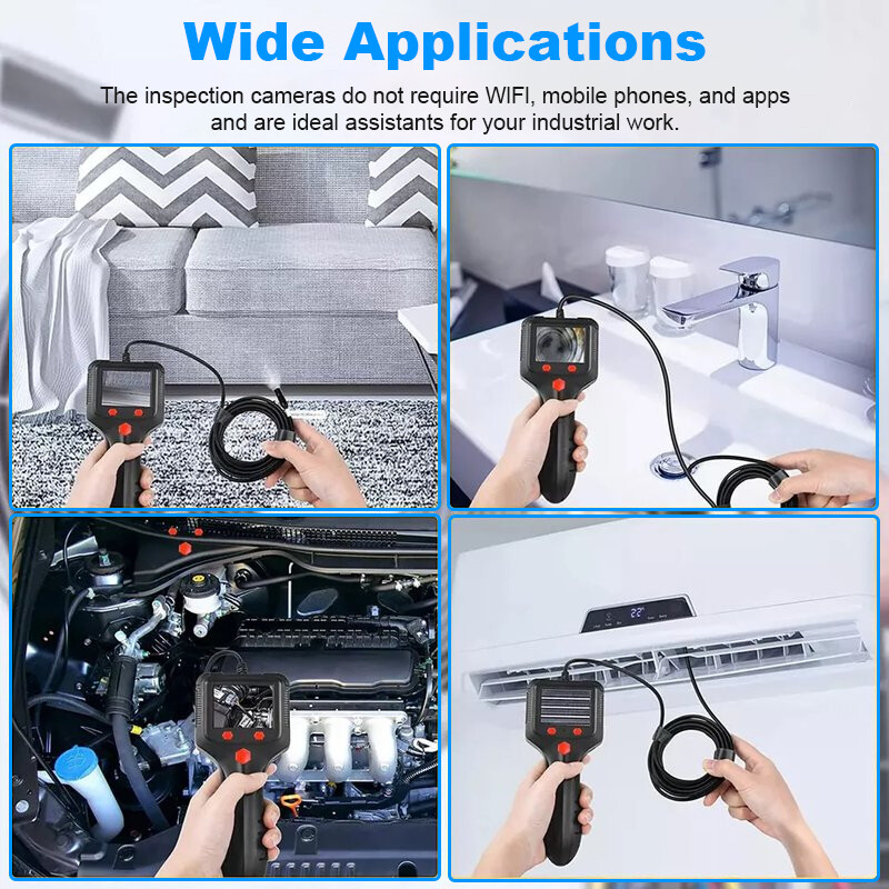 8mm Industrial Endoscope Camera Handheld 2.4" 1080P Snake Borescope