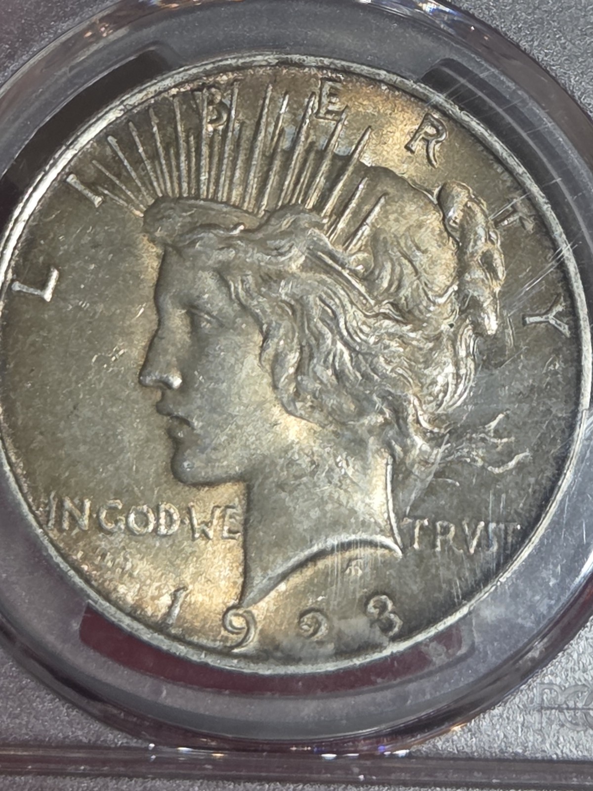 1923 $1 Peace Dollar PCGS MS62 Toned