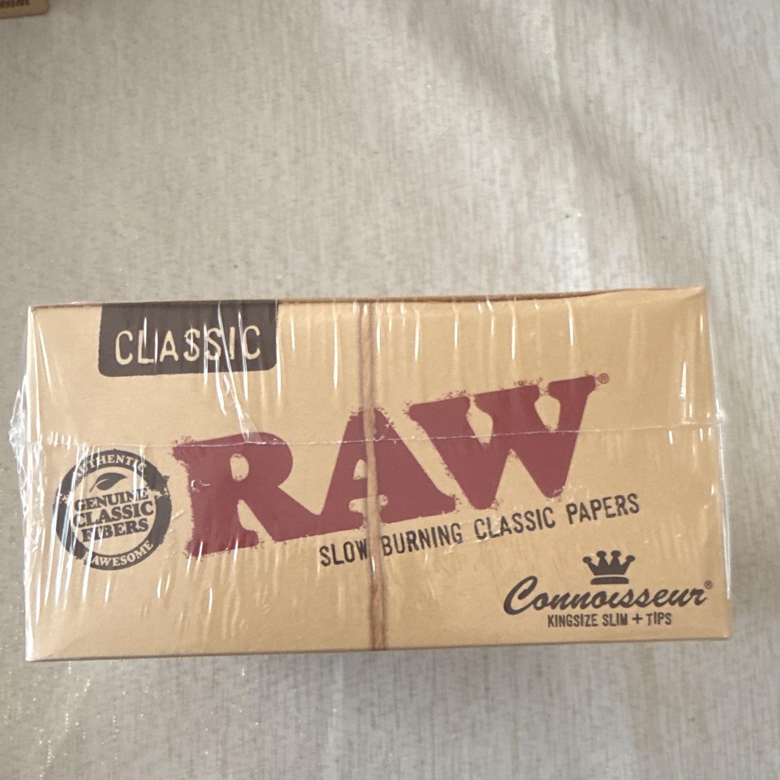RAW Classic Connoisseur King Size Slim + Tips Rolling Papers 24 Pack Box