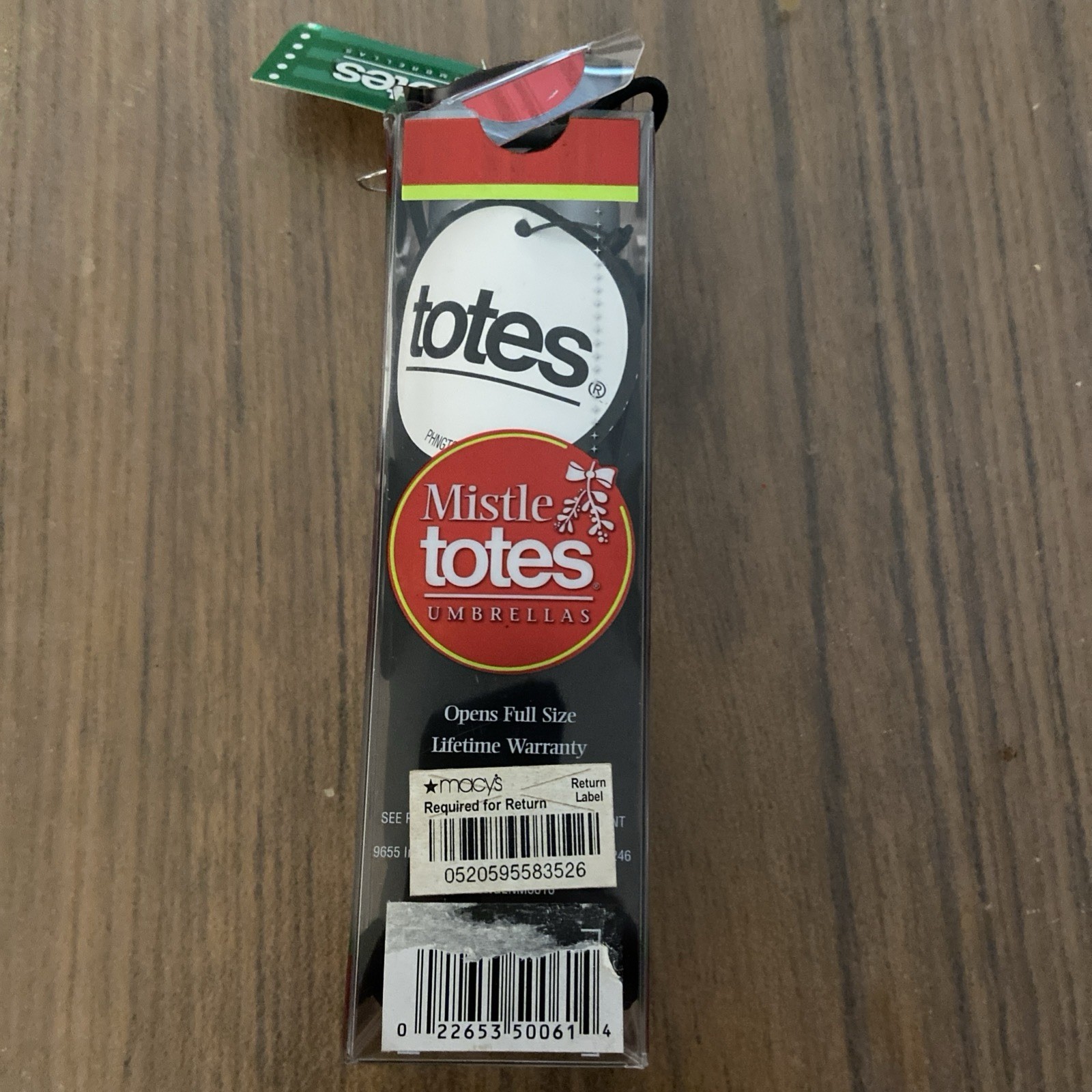 Totes Mistle Totes mini purse umbrella - opens full size - black - New, open box