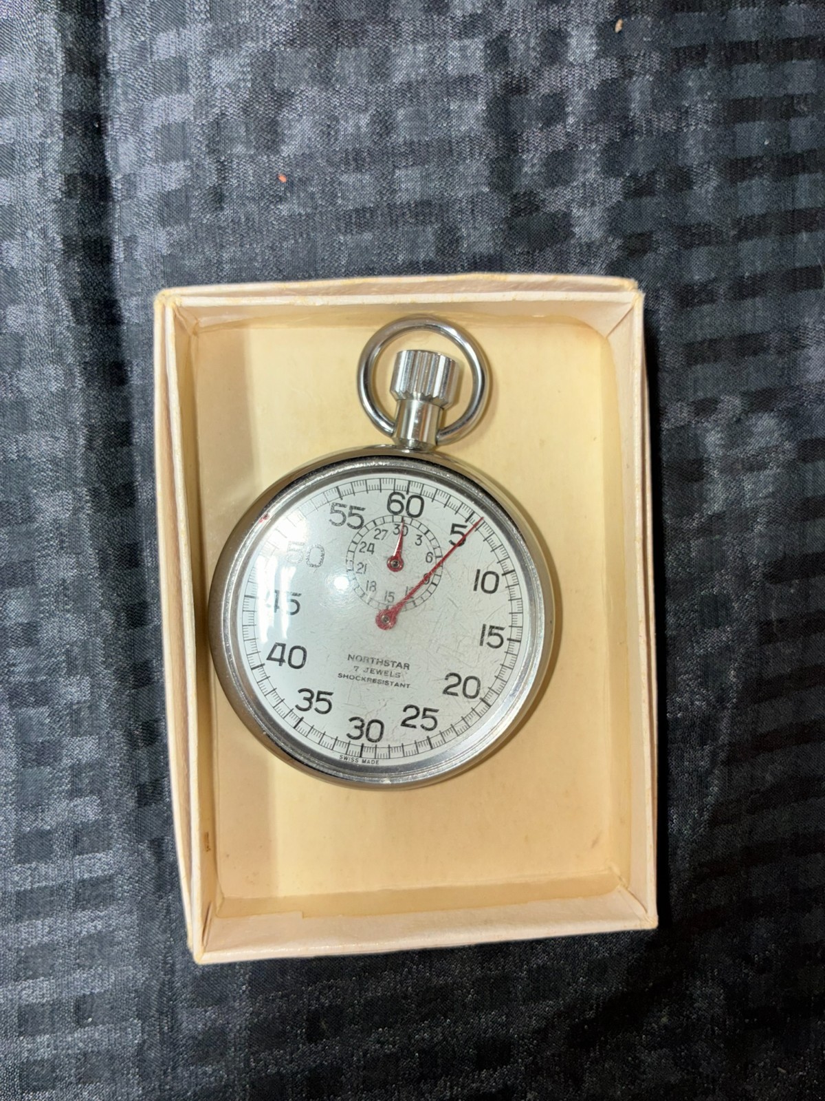 Vintage Northstar 7 Jewels Mechanical Stopwatch Swiss Made Shockresistant Box
