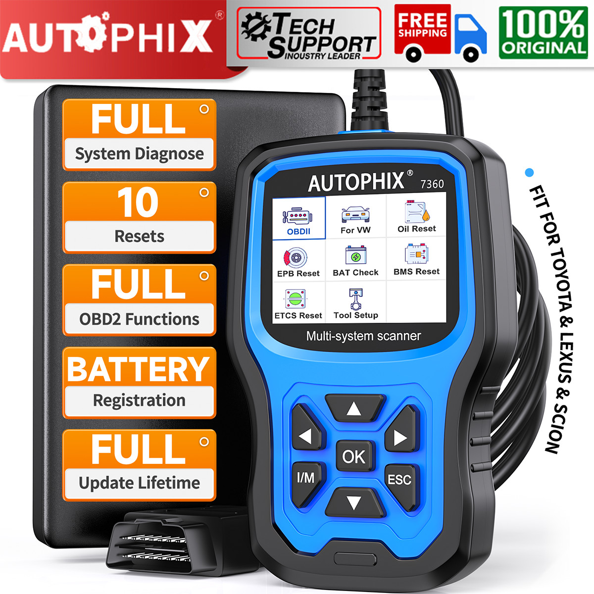 AUTOPHIX 7360 Elite Fit for Toyota Lexus OBD2 Scanner Full System Car Diagnostic