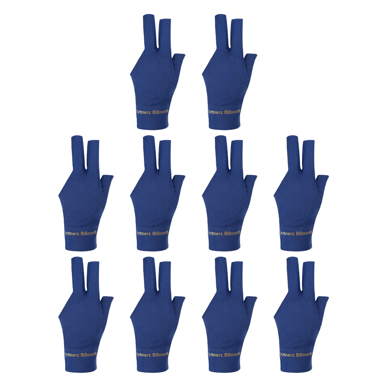 10pcs, 3 Finger Pool Glove Left Hand Billiard Gloves Pool Cue Dark Blue