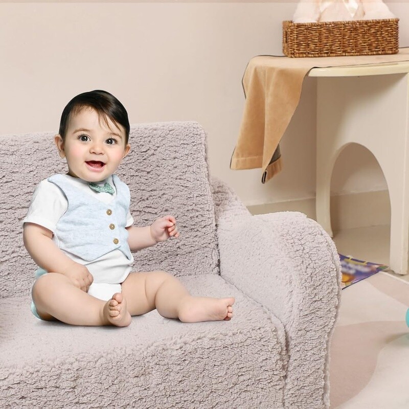 Kids Couch 2-in-1 Fold Out Toddler Sofa Lounger Comfy Machine Washable Furniture