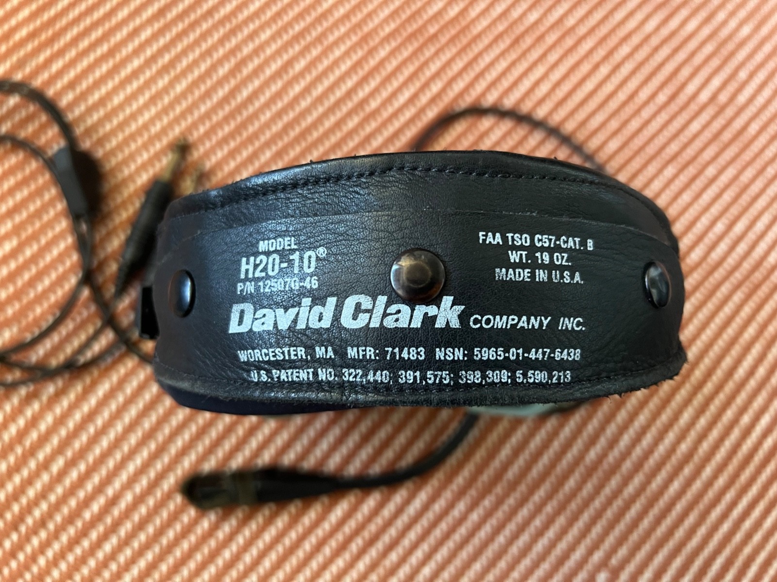 David Clark H20-10 aviation headset, great condition!