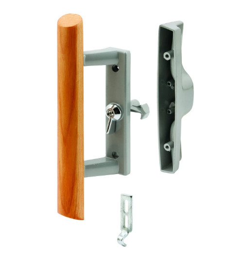 Sliding Patio Glass Door Wooden Handle Set Internal Locking Hook Style Hardware