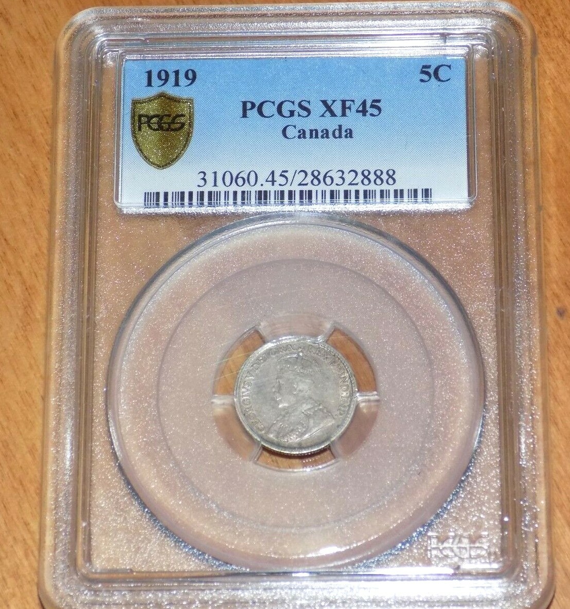 1919 CANADA FIVE CENTS 5C 5 Cent PCGS XF45 XF 45 Canadian Certified Graded Coin