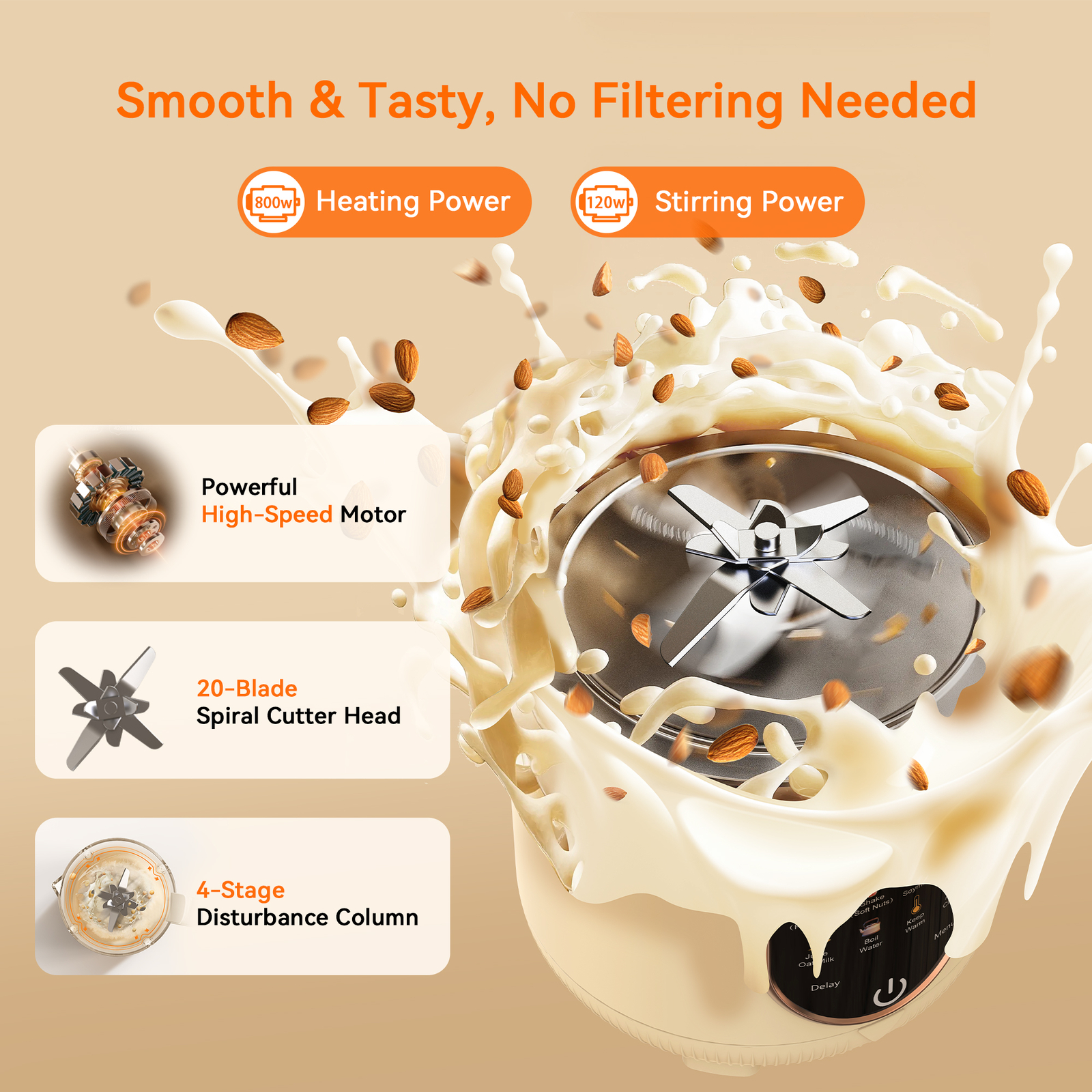 50oz Automatic Nut Milk Maker, Homemade Hot Soy Cow Maker Machine w/ Delay Start