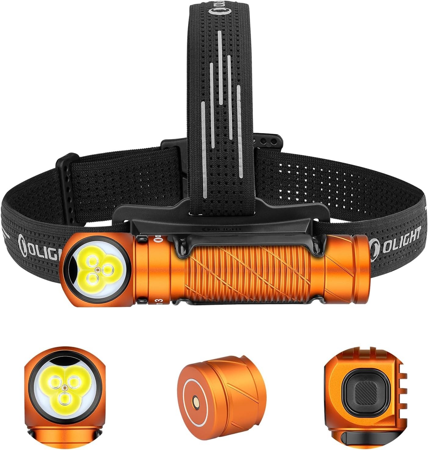 Perun 3 Headlamp 2-in-1 Head lamp Flashlight, IP68, Magnetic Tailcap, Orange