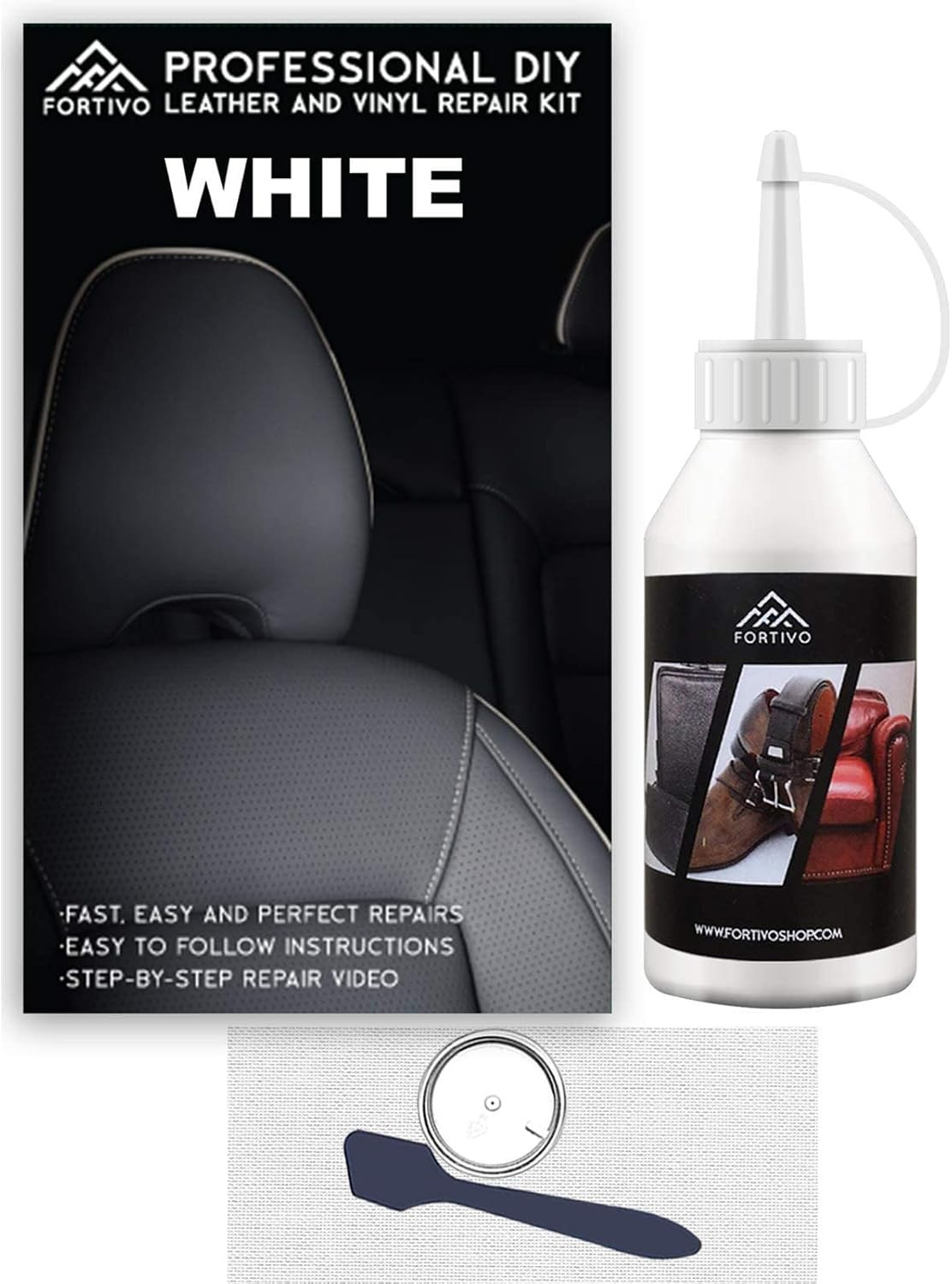 White Leather Repair Kit for Couches, Vinyl Repair for Furniture, Car Seats, Sof