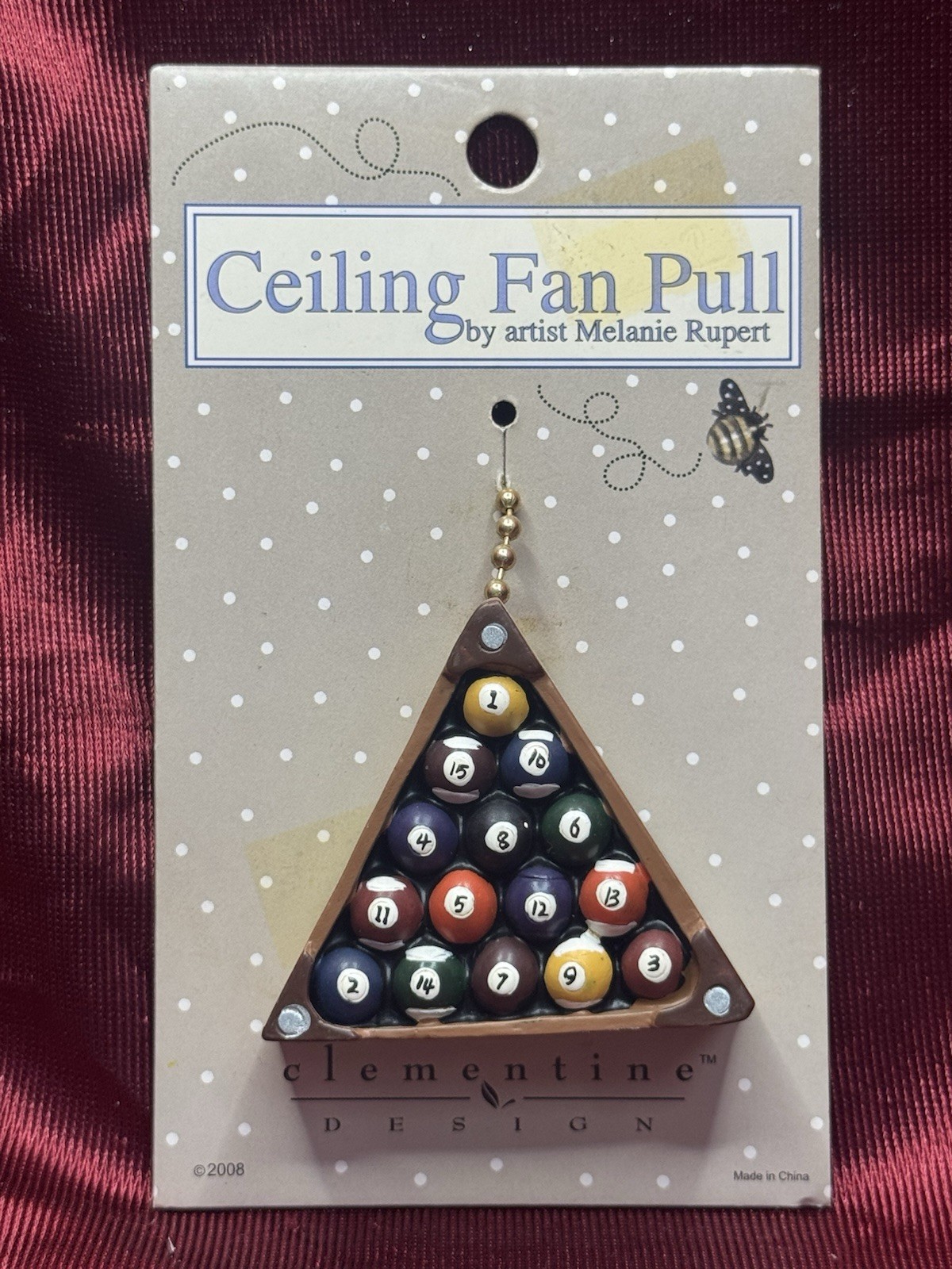 Pool Balls Clementine Designs Vintage Retro 2008 Fan Pull New W OG Packaging