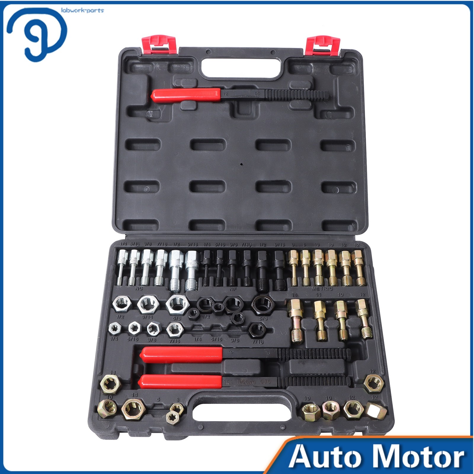 49 Piece Thread Chaser Kit SAE Metric Tap Set with Bolt Threading Tools