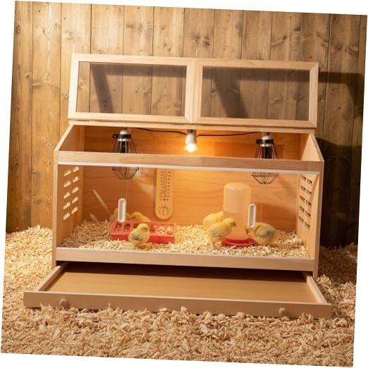 Large Drawers Brooder Box for Chicks Wooden Chicken Large(31.5x15.7x18.1 in)