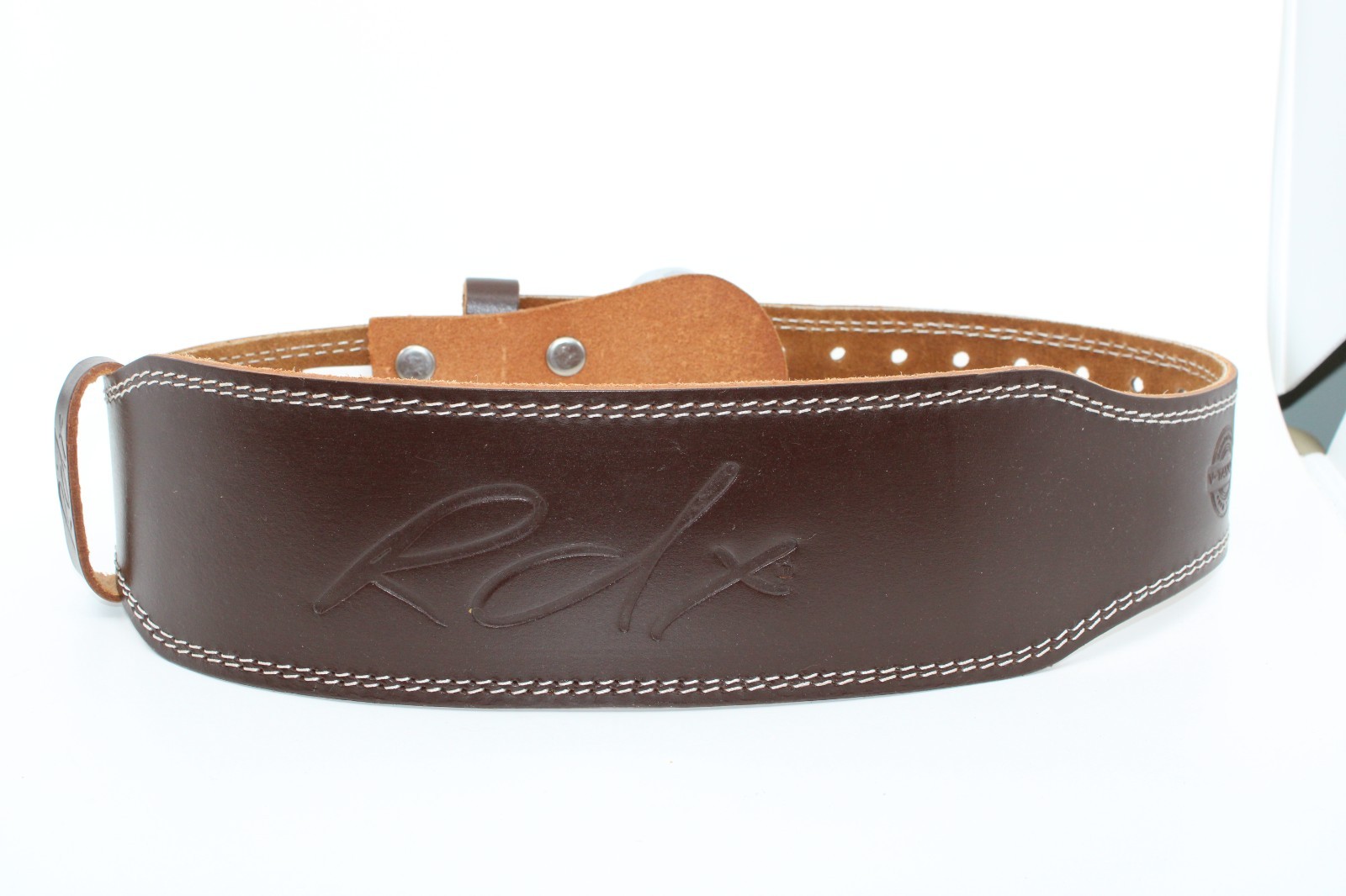 RDX Men Weight Lifting Belt Brown Leather NWOT SZ L Padded With 4" X45"