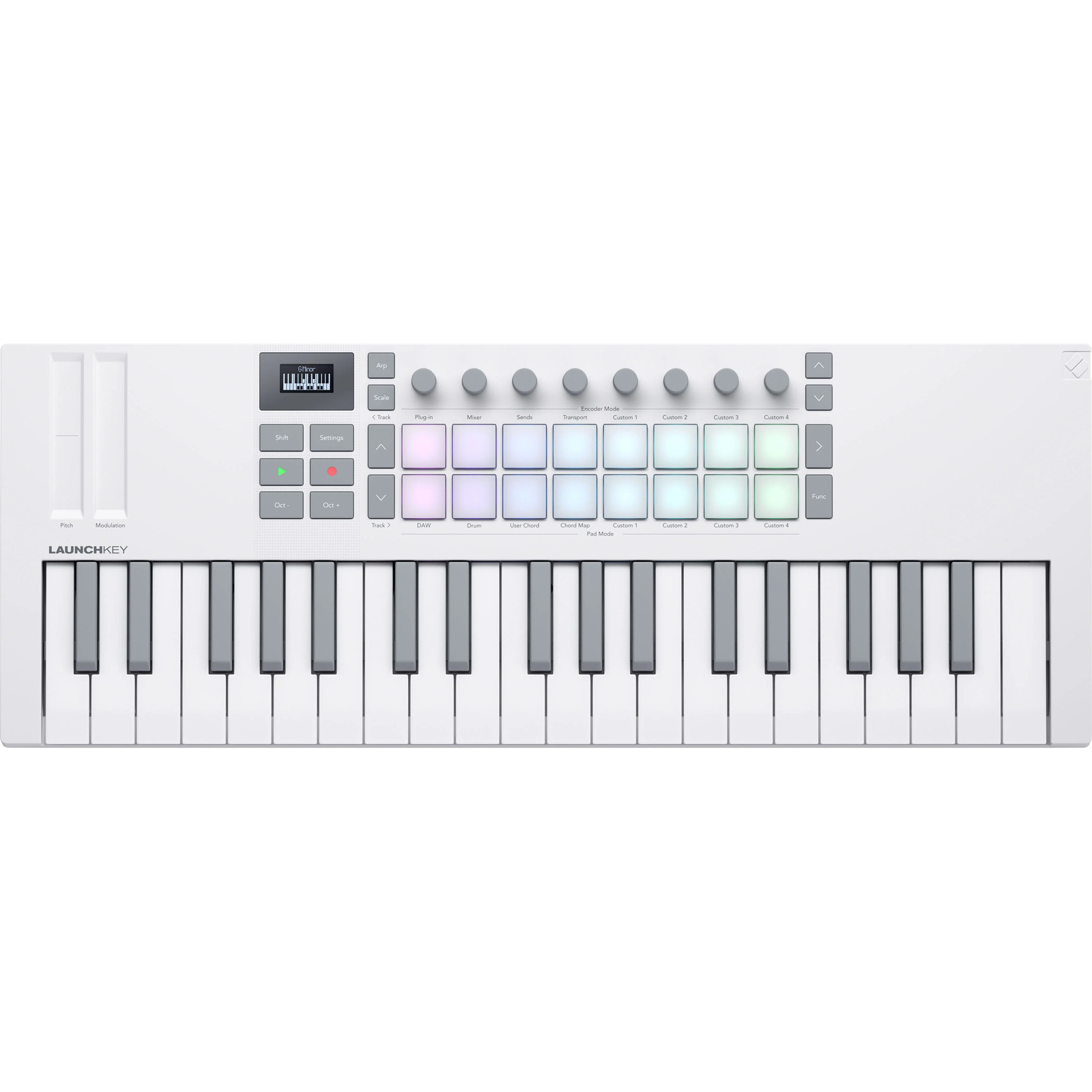 Novation Launchkey Mini 37 Mk4 Keyboard Controller - White PEDAL PAK