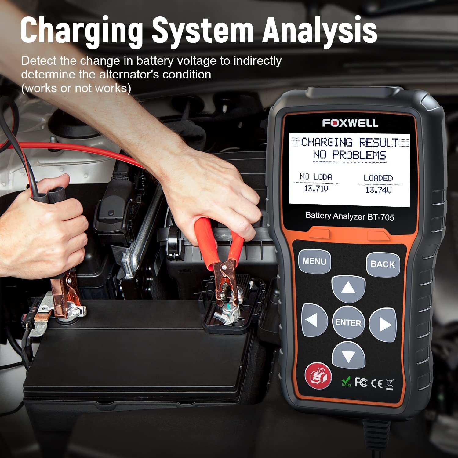 12V ~ 24V Automotive Battery Load Tester Car Charging Cranking Test 100~2000 CCA