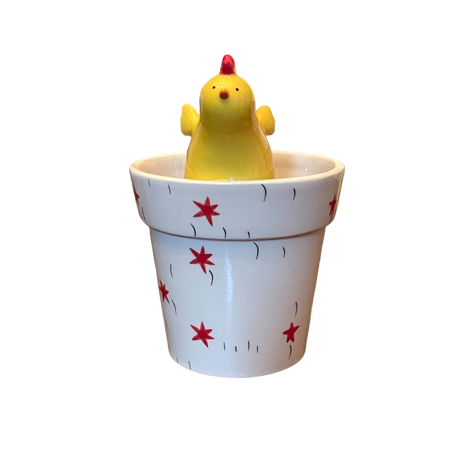 Department 56 Chick Stars Planter Ceramic Chicken Peeking