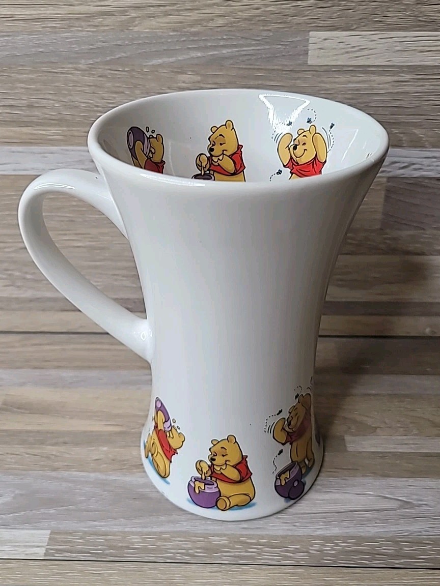 Disney Store Winnie the Pooh Tall Coffee Mug Cup 6" Tall Honey Pot Bee's