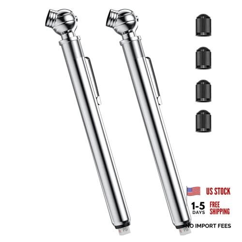 Pencil Tire Pressure Gauge 2 Pack, 10-75PSI Air Pressure Gauge with Tire Grey
