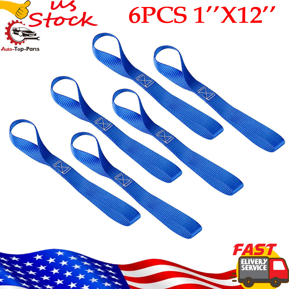 6pcs 1''X12'' Soft Loop Tie Down Straps Ratchet 4500LBS for Motorcycle Dirt Bike