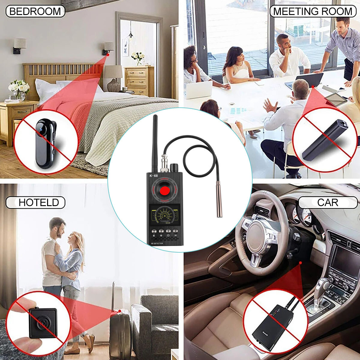 K68 Anti-Spy RF Detector Camera GSM Audio Bug GPS Finder Scanner Tracker 2024